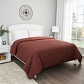 Hastings Home Quilt Coverlet with Weave Quilted Pattern Lightweight Bedding for All Seasons (Full/Queen, Brown) 662504OVT